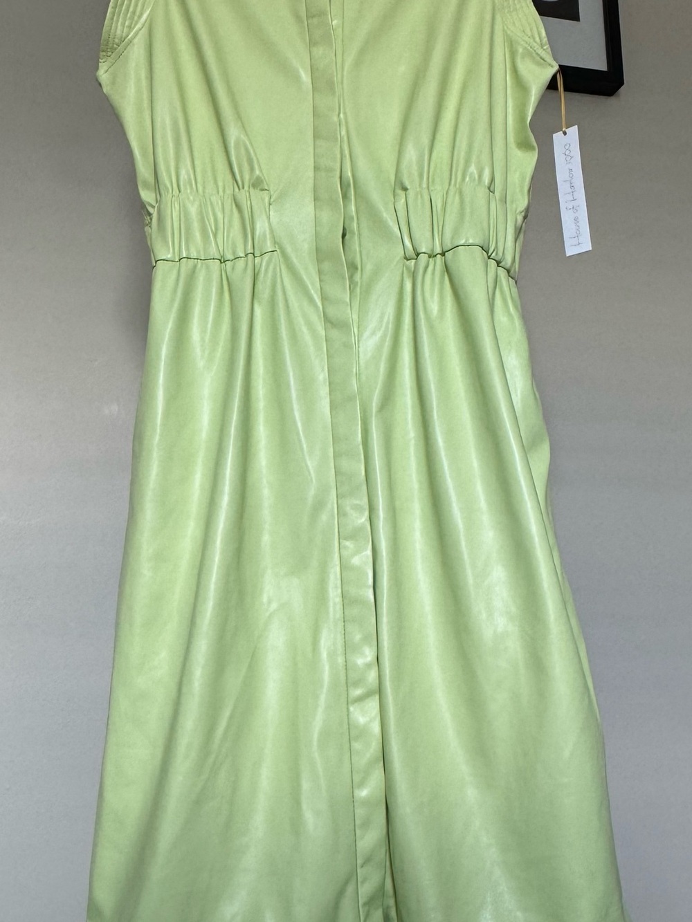 House of Harlow Light Green Faux Leather Midi Dress Size L New